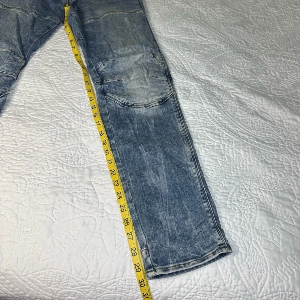 G Star Raw 5620 3D Super Slim Zip Knee Light Wash Faded Blue Jeans W33 L30